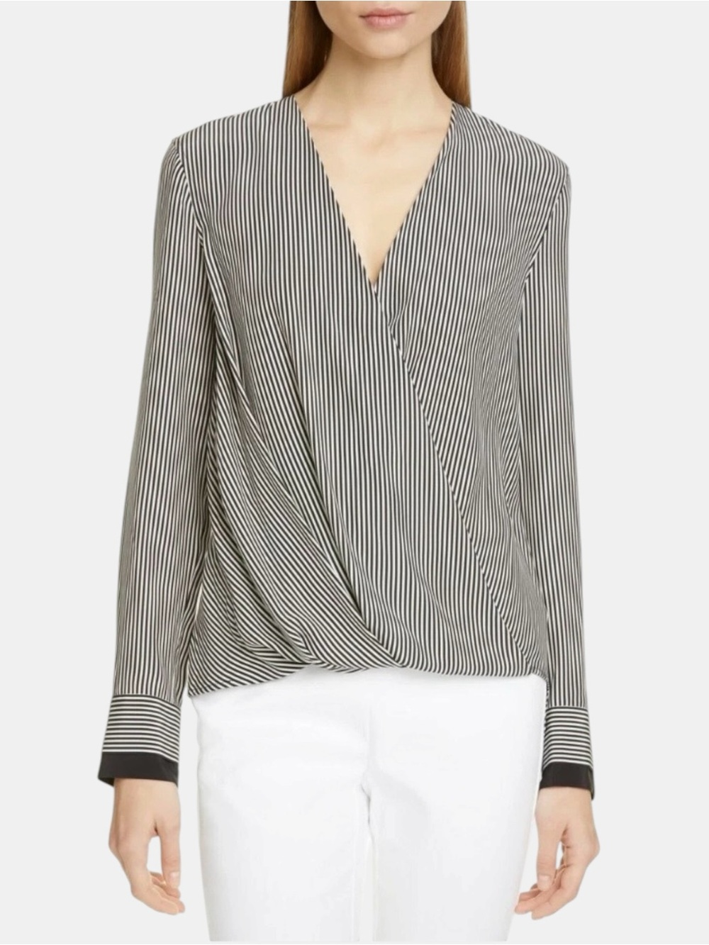 Rag & Bone 100% Silk New York Striped Wrap Blouse – XS
